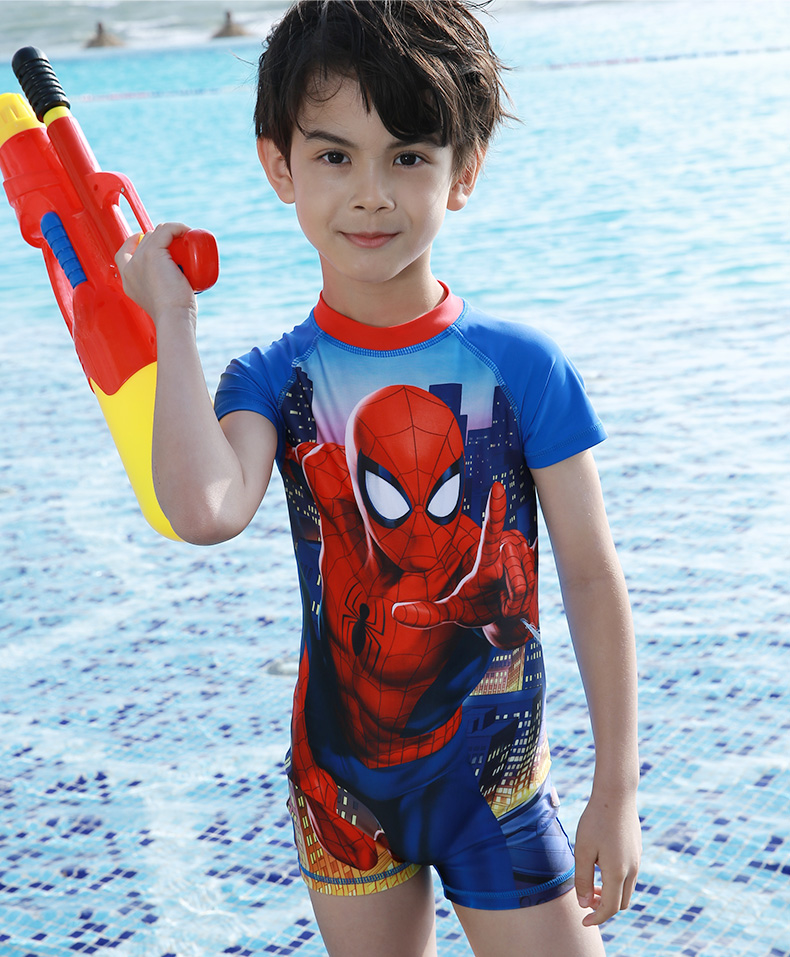 Áo tắm Disney Disney cho bé trai Người nhện Captain America Kem chống nắng Siamese Áo tắm ấm - Bộ đồ bơi của Kid đồ bơi cho be gái 14 tuổi