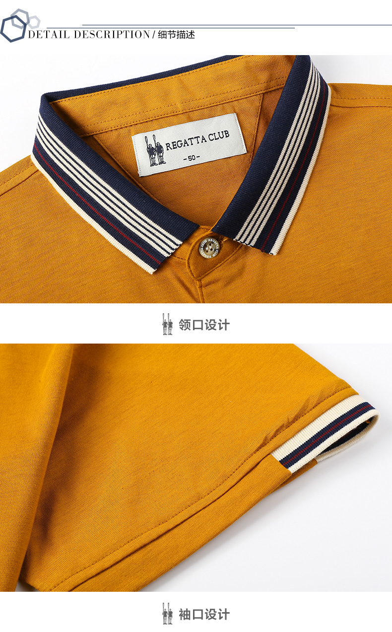Regatta Club mùa hè mới màu rắn kinh doanh bình thường áo sơ mi POLO ve áo tay áo ngắn đơn giản áo thun nam có cổ hàng hiệu
