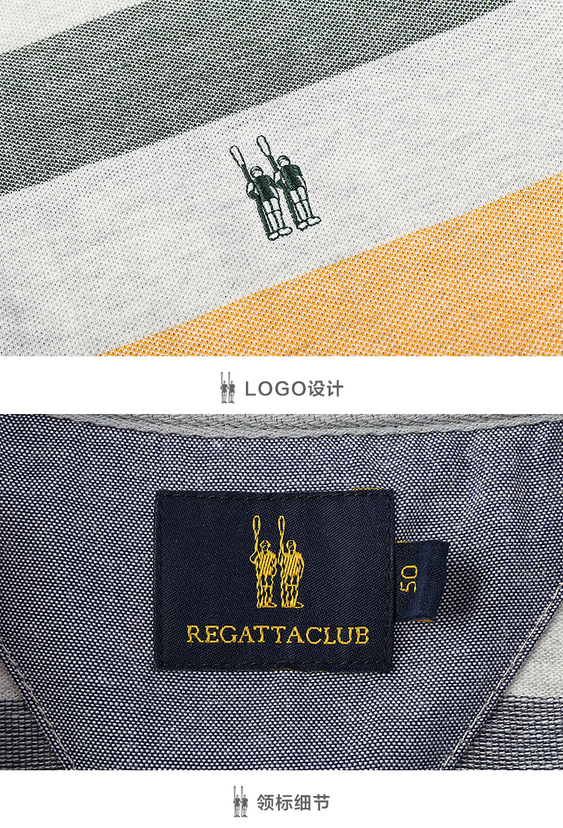 Regatta Club2018 mùa hè người đàn ông mới của sọc ve áo T-Shirt cotton thoải mái kinh doanh bình thường POLO