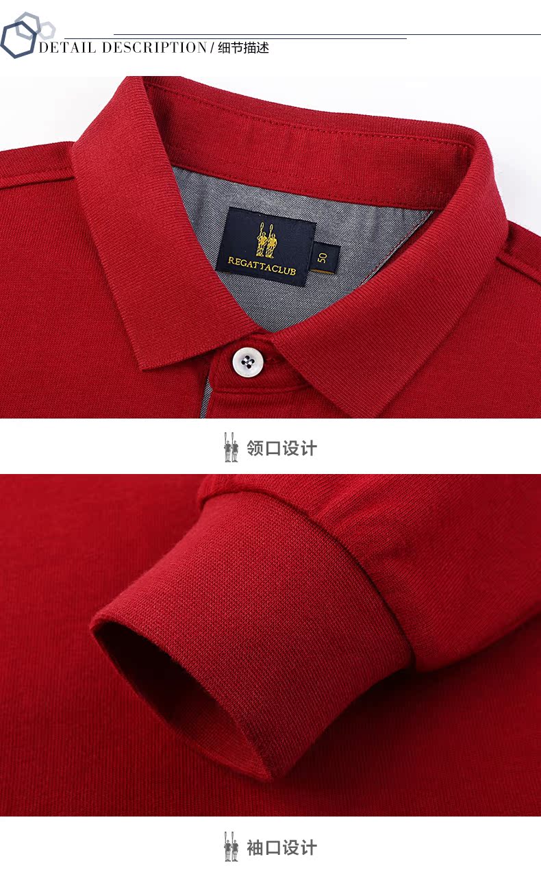 Câu lạc bộ Regatta mùa thu nam mới cổ áo cotton cổ áo ve áo màu rắn áo thun polo giản dị t shirt