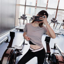 Byu Run Quick-drying sports top Short-sleeved womens casual loose crew neck T-shirt Sexy yoga suit running gym