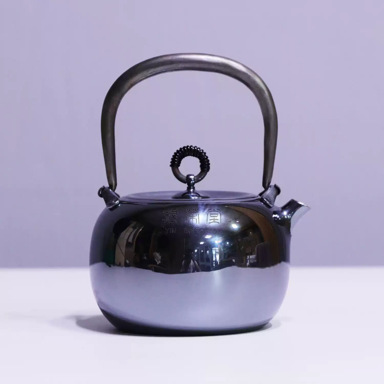 日本銅鍍銀壺秀峯堂作六角肩衝湯沸茶壺茶具手工壺原裝原箱-淘寶Taobao
