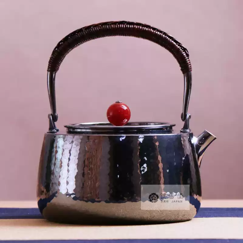 日本銀善堂手工銀壺槌目紋靜良經典復古銀茶壺