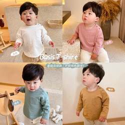 Baby spring and summer pure cotton long-sleeved T-shirt children's clothing new 1-year-old baby casual versatile tops boys spring and autumn bottoming shirts