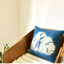 ) Original handmade tie-dye plant blue dyed cotton pillow pillow pillow 45x 45cm BZ13