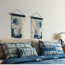 ) ▋ original handmade blue dye patchwork with flag hanging cloth wall hanging GB6