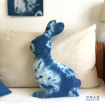 ) ▋ capable) ▋ manual tie-dye Aizen-plant dyeing cotton Doll Doll rabbit 50x 30cm mm BO1