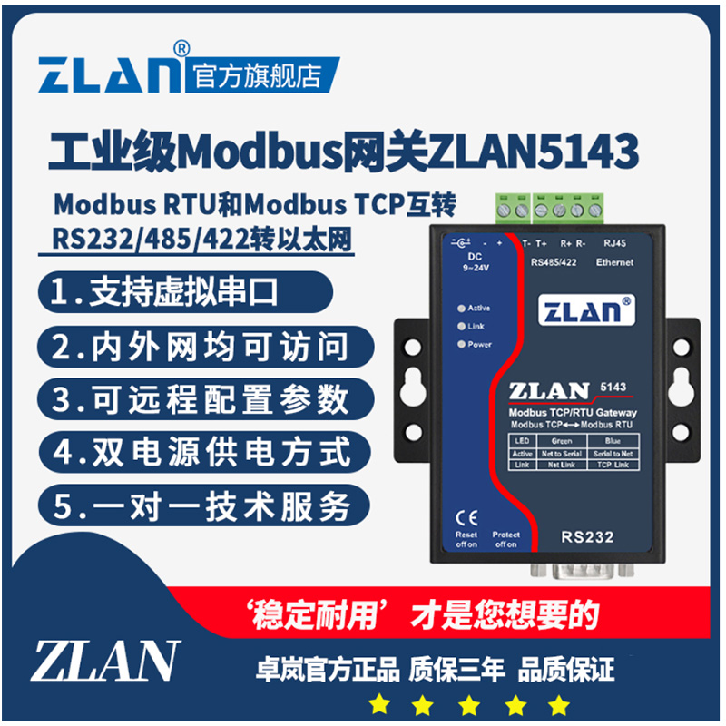 Serial port server modbus gateway RTU to TCP485 acquisition module ZLAN5143 BI ZLAN5143I