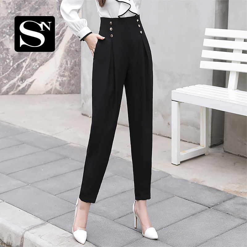 Summer Hot-Selling Harem Pants for Women, Thin Style, Petite Size, Cropped High-Waisted Black Pants, Height-Enhancing Dress Pants, Slim Carrot Pants Summer Hot-Selling Harem Pants for Women, Thin Style, Petite Size, Cropped High-Waisted Black Pants, Height-Enhancing Dress Pants, Slim Carrot Pants