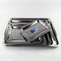 Thickened steamed rice tray stainless steel tray rectangular dinner tray Baking tray Baking Tools for deepening Hotel dish baking tools