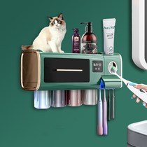 Smart toothbrush UV sterilizer wall-mounted rack disinfection sterilization drying tooth cup punch-free high-end storage