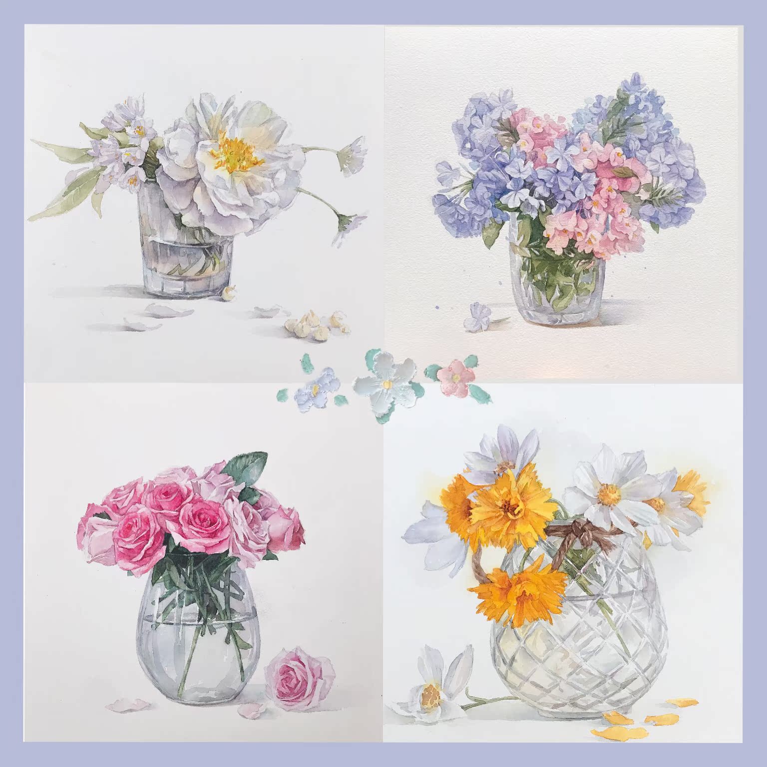 Original drafting pure hand-painted watercolor illustration 