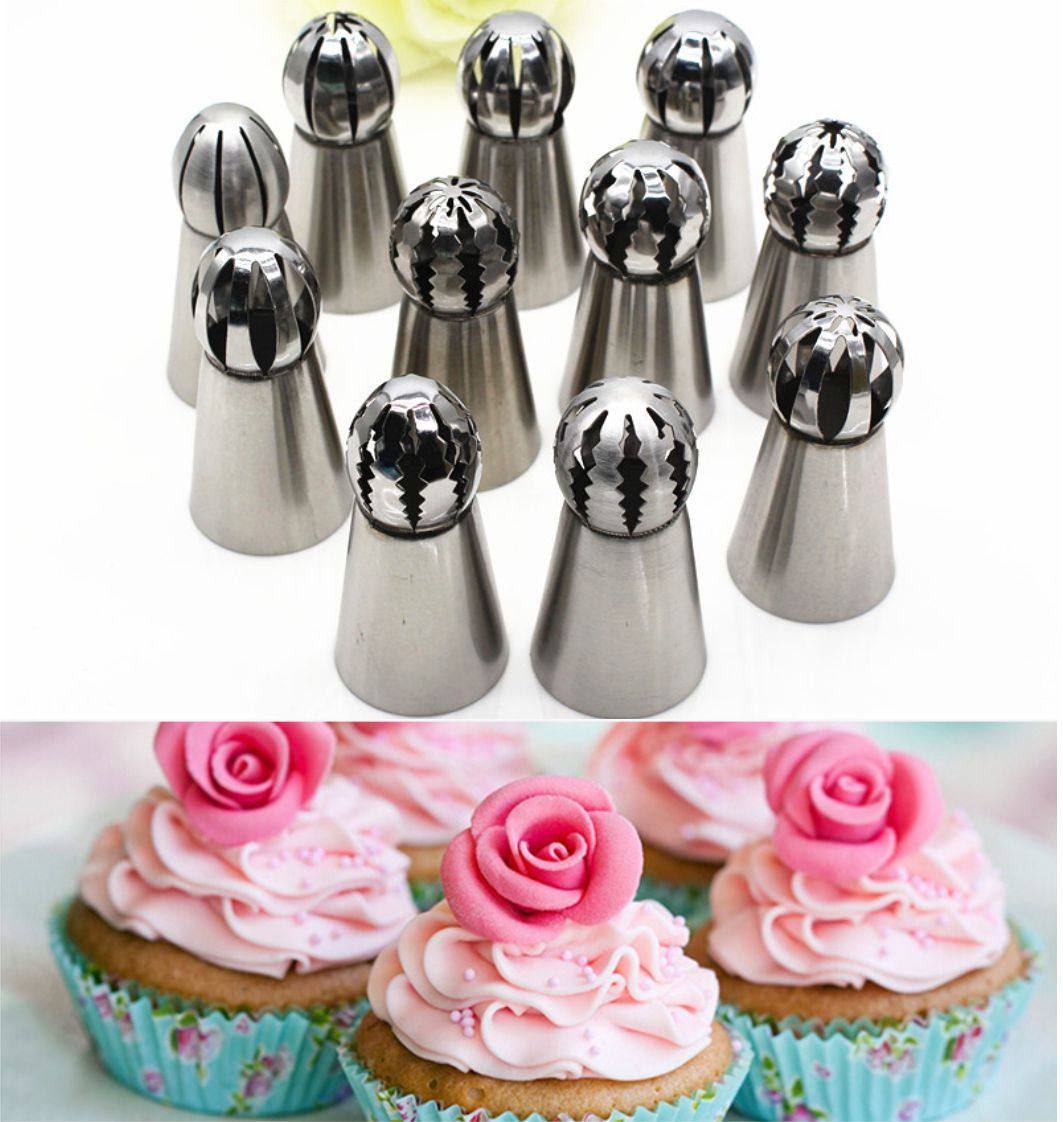 Russian spherical framed flower nozzle one step to flower stainless steel torch framed flower mouth torch flame cream framed flower mouth