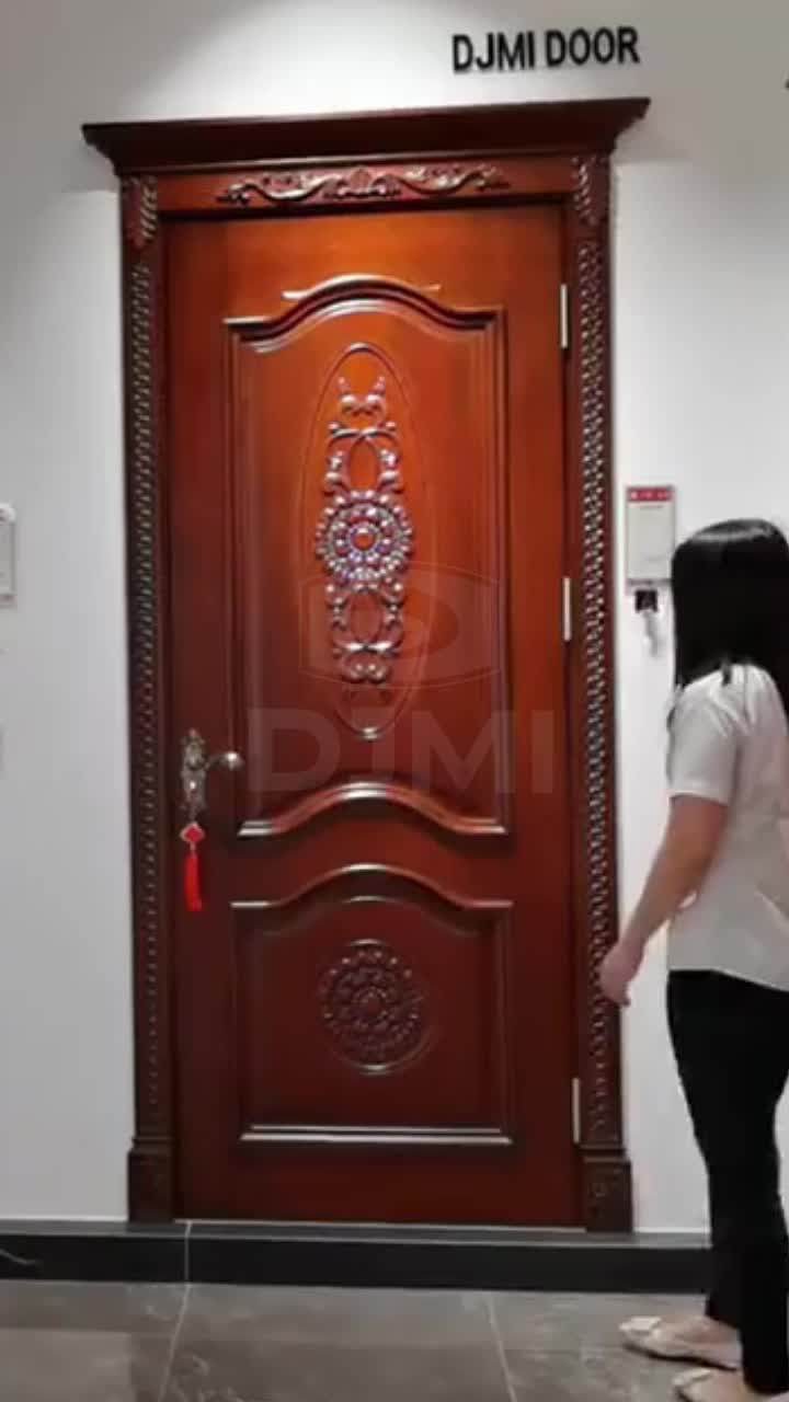 Teak Oak Solid Wood Interior Doors Classical Main Entrance Wooden Doors