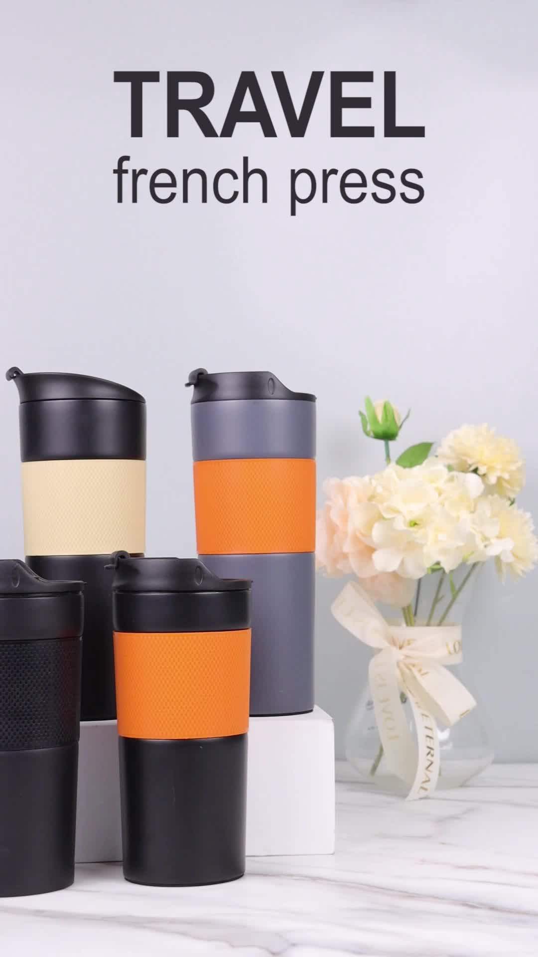 Travel Vacuum Insulated Coffee French Press Mug,Tumbler With Coffee