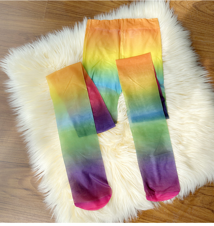 Rainbow Stockings Summer Candy-Colored Pantyhose Women's Unique Y2K Sexy Hot Girl Ultra-Thin Gradient Color Leggings