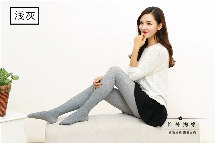 Quần micro-áp tất vớ nữ bếp là vớ cotton mờ mỏng vớ mùa xuân và mùa thu đông dày màu đen xám