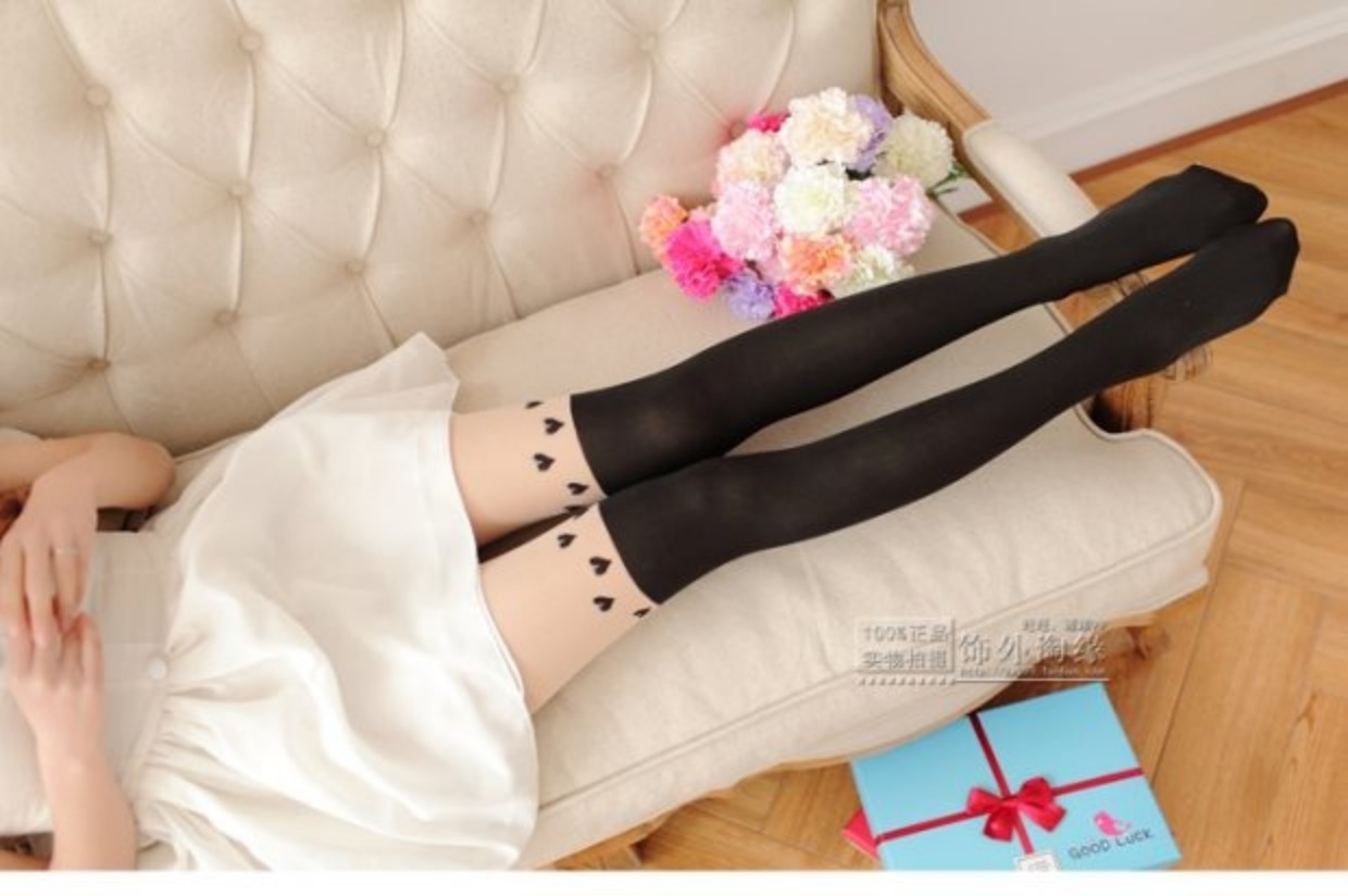 Mùa xuân và mùa thu dày nối dọc đế vớ Nhật Bản dài ống lụa tất nữ chống móc lụa mỏng giả cao ống quần tất dài cho bé gái