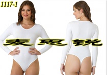 Long-sleeved one-piece gymnastics aerobics suits Sexy dance body training suits T-crotch tights bottoming