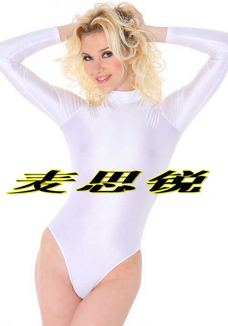White long-sleeved bodysuit Sexy fun shapewear Gymnastics fitness yoga clothes Stage costumes