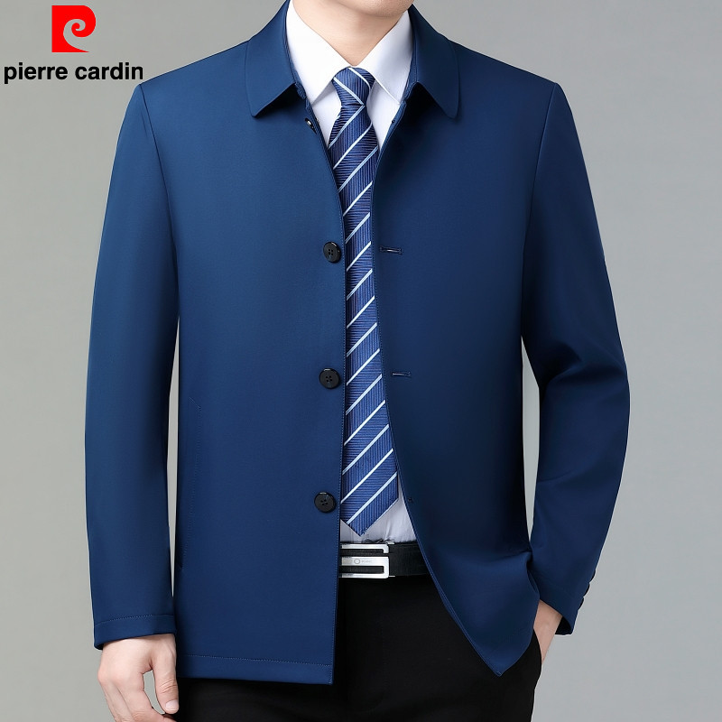 Pierre Cardin Middle-Aged and Elderly Men's Casual Jacket Mulberry Silk Spring and Autum Thin High-End Outwear Dad Wear Large Size