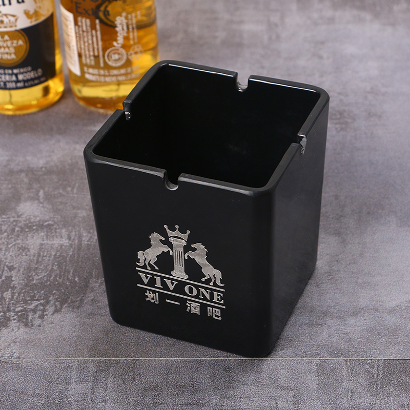 Black Flame Retardant Tobacco Ashtray Bars KTV Internet Café Big Black Square Cigarette Ash Trays Customizable LOGO