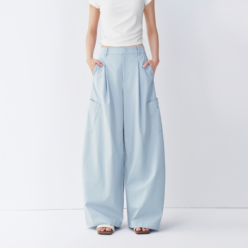 2026 Summer New Women's Light Blue Loose Workwear Casual Pants Long Pants A1Gbg2419, Same Style as in the Mall