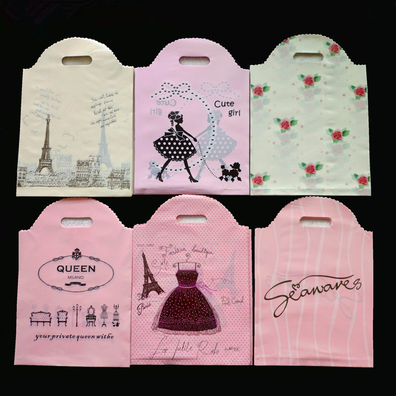 Thickened Lace Bag Hand Clothing Plastic Pouches Plastic Bags Big Small And Medium Clothes Shopping Bags Plastic Boutique Gift Bags