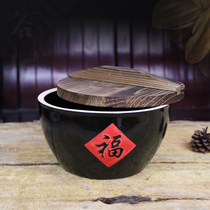 Retro rice jar with the word Fu miso jar special kitchen lard jar farmhouse traditional brewed rice wine creative earthenware jar