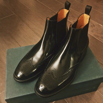 Chelsea booties female net red with round head leather low heel Martin boots retro carved British style boots women