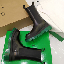 High plate spot green bottom Martin boots Womens middle tube thick bottom Chelsea boots Cigarette tube boots FAR BV short boots