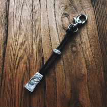 Spot U.S. William Henry Dragon Key Chain Handmade Leather Rope Woven Sterling Silver Carved Western Dragon Knight Sword