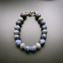 Spot American William Henry Silver BB12SL Blue Sodalite Gem and Sterling Silver Sea Urchin Bead Bracelet