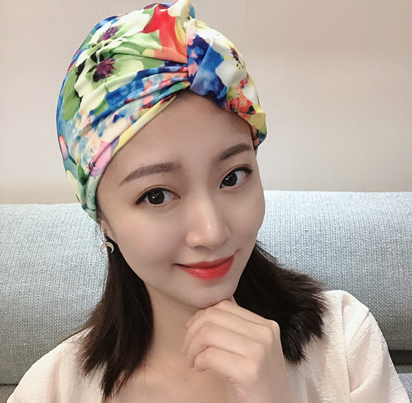 Han Long Hair Colored Floral Lady Swimming Cap Fashion Increased Comfort Instratless Lady Swimsuit Spa Swimming Cap