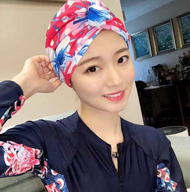 South Korea's Fashion Protective Ear Spa Bathing Cap Woman Long Hair adults Step up Bremen Big size Sizes Beauty Swimming Cap Cloth