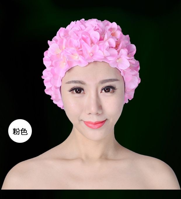 Mũ bơi nữ ba chiều cánh hoa làm hoa handmade Mũ bơi thời trang châu Âu và Mỹ 36 mũ bơi hoa mũ lưỡi trai cao cấp dành cho người lớn 	mũ hồ bơi