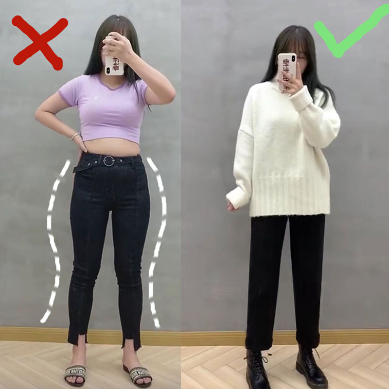 Pear-shaped body pants female fat sister jeans loose straight pants fat mm large size high waist thin cigarette pants