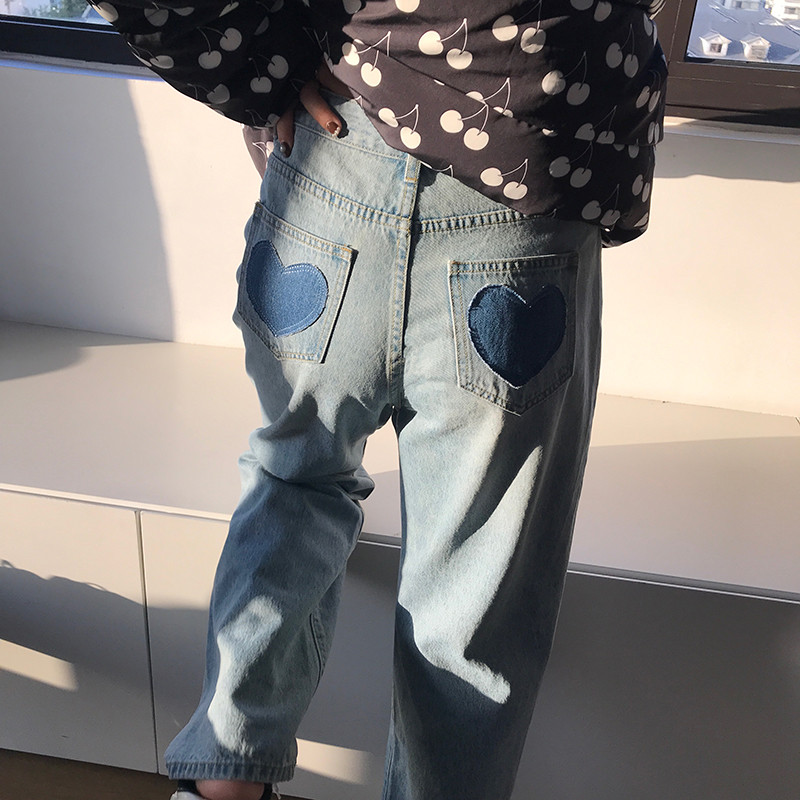 2021 New large size Sizes Spring Dress Loving Jeans Women Fat Sister Loose high waist pituitary pants Straight pants Straight pants