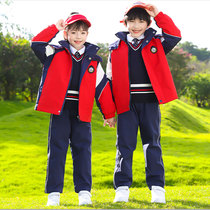 Pupil school uniform spring and autumn suit childrens class uniforms English autumn and winter velvet three-piece customization