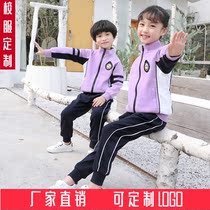 Kindergarten teacher garden clothing spring and autumn clothing parent-child clothing a family of three lipstick purple blue Primary School uniforms pure cotton
