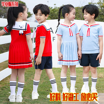 Kindergarten big class graduation photo costume summer costume Navy wind childrens performance summer costume primary school class uniform