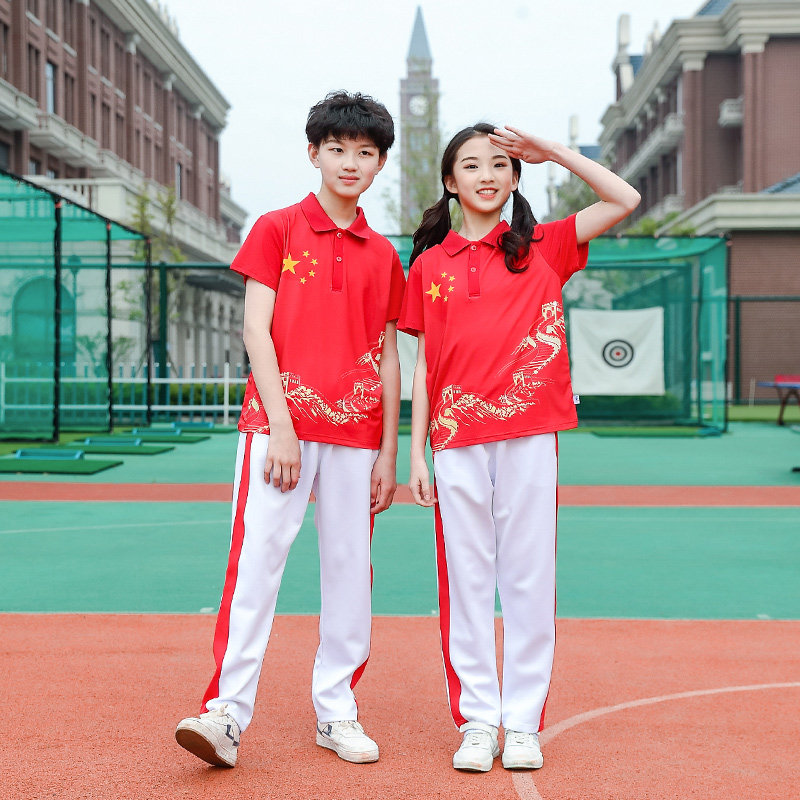 School uniforms suit Primary students Games clothing Summer children featured Chinese Wind secondary school students Short sleeves Long pants class clothes
