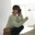 Phiên bản Hàn Quốc của ulzzang mùa thu và mùa đông đơn giản màu sắc lỏng lẻo hoang dã mỏng ấm áo dài tay áo len dệt kim thương hiệu thời trang nữ Áo len