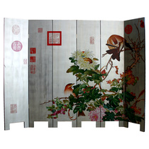 Lacquer Art Color Painted Silver Earth Six Fold Screen Xuanguan Partition Lang Shining Painting Fairys Painter Changchun Tuyang State lacquerware Custom