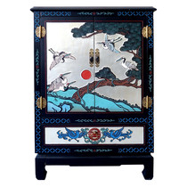 Yangzhou Lacquer Engraving Lacquer Silver Ground Pine Crane Xuanguan Decorative Cabinet Shoes Cabinet Lacquer Art Home New Chinese Vintage Solid Wood Furniture