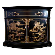 Lacquer art sketching painted double door One draw Xuan Guan Decoration Cabinet Custom Yangzhou Lacquer Ware New Chinese Vintage Solid Wood Furniture