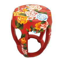Lacquer art painted multicolored drum stool Bench Embroidered pier Custom Yangzhou lacquerware Chinese Classical home Decorative Solid Wood Furniture