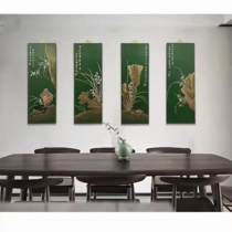 Yangzhou Lacquer new sketch Painted Pylori 4-Article Four Screen Lacquer Art New Chinese Classical Home Decoration