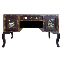 Lacquer Art New Classical Furniture Bone Stone Inlaid Flower and Bird Desk Computer Desk Yangzhou Lacquer Ware New Chinese Style Solid Wood Furniture