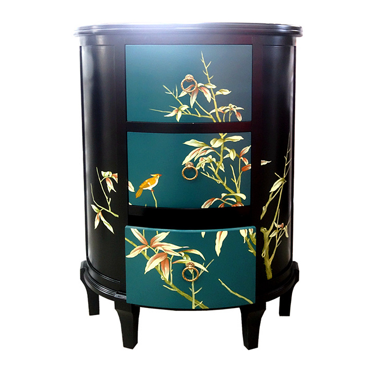 Painted semicircle porch drawer cabinet decorative cabinet custom Yangzhou lacquerware new Chinese classical home decoration solid wood furniture